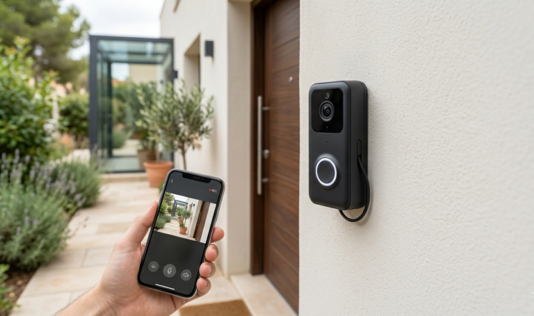 Blink Videotimbre cableado 2K+ instalado en fachada exterior con control desde app móvil