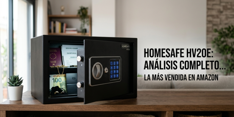 HomeSafe HV20E caja fuerte compacta abierta con documentos y efectivo