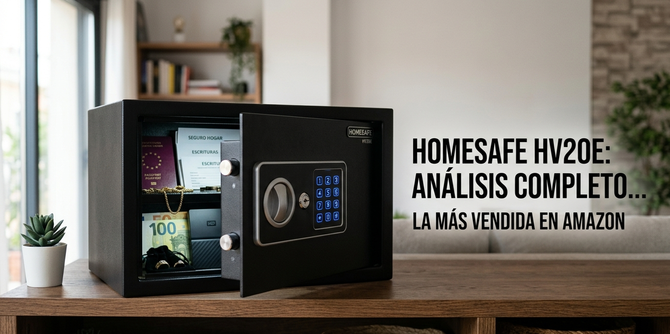 HomeSafe HV20E caja fuerte compacta abierta con documentos y efectivo