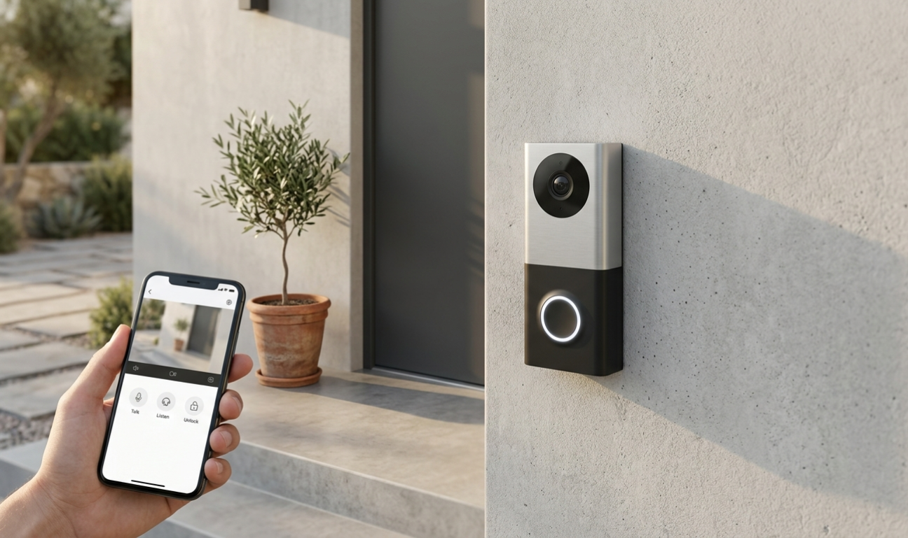 Ring Video Doorbell instalado en fachada exterior con control desde app móvil