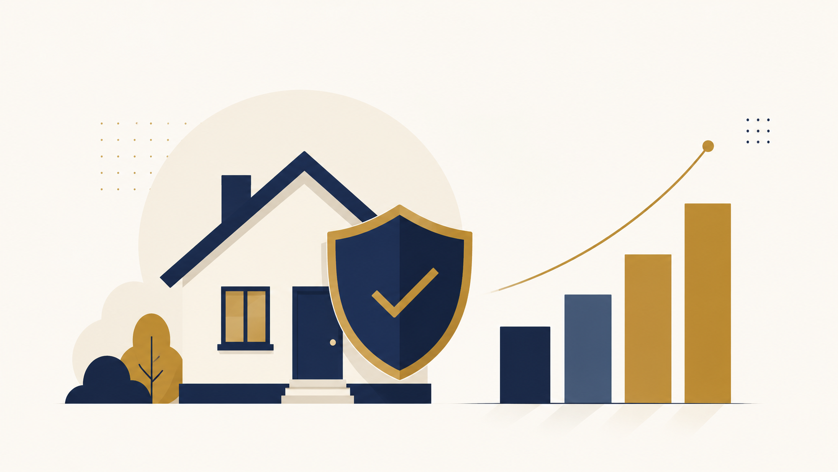 Precio medio alarma España — casa con escudo de seguridad y gráfico ascendente