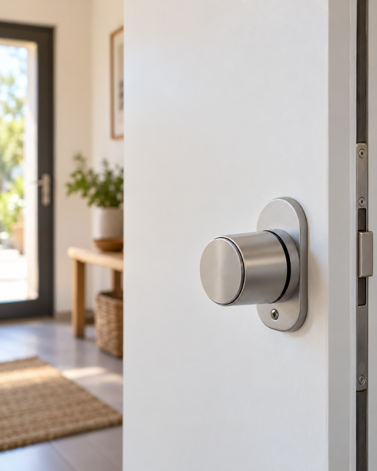 Cerradura electrónica AYR Int-pass instalada en el interior de una puerta
